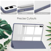 For Samsung Galaxy Tab S9 FE+ / S10+ Acrylic 3-folding Smart Leather Tablet Case with Pen Slot(Lavender)