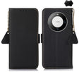 For Huawei Mate 60 Pro Side-Magnetic TJ Genuine Leather RFID Phone Case(Black) - Huawei Cases by PMC TechLife | Online Shopping South Africa | PMC TechLife | Buy Now Pay Later Mobicred