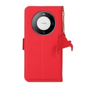 For Huawei Mate 60 Pro Side-Magnetic TJ Genuine Leather RFID Phone Case(Red)