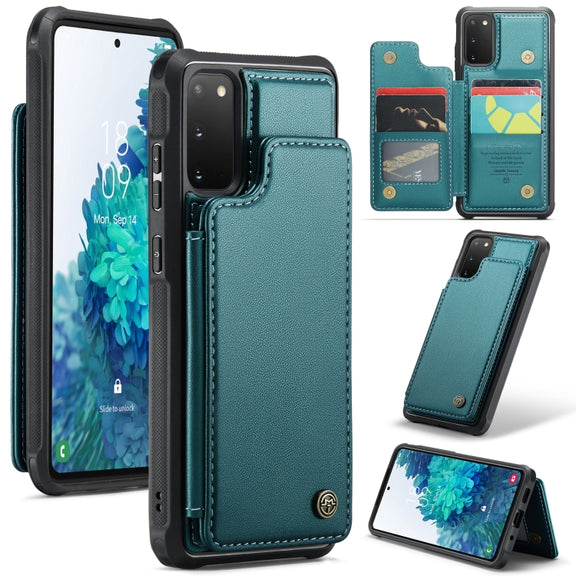 For Samsung Galaxy S20 FE CaseMe C22 Card Slots Holder RFID Anti-theft Phone Case(Blue Green)