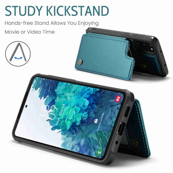 For Samsung Galaxy S20 FE CaseMe C22 Card Slots Holder RFID Anti-theft Phone Case(Blue Green)