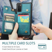 For Samsung Galaxy S20 FE CaseMe C22 Card Slots Holder RFID Anti-theft Phone Case(Blue Green)