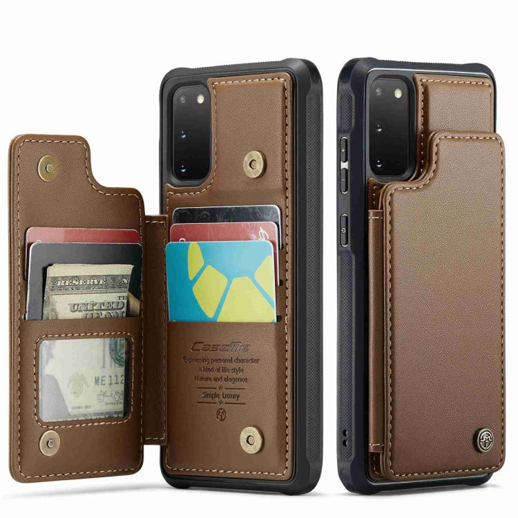 For Samsung Galaxy S20 FE CaseMe C22 Card Slots Holder RFID Anti-theft Phone Case(Brown)