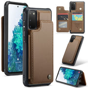For Samsung Galaxy S20 FE CaseMe C22 Card Slots Holder RFID Anti-theft Phone Case(Brown)