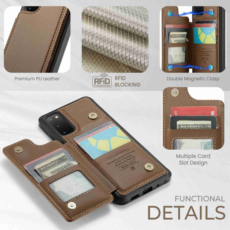 For Samsung Galaxy S20 FE CaseMe C22 Card Slots Holder RFID Anti-theft Phone Case(Brown)