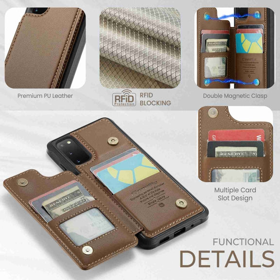 For Samsung Galaxy S20 FE CaseMe C22 Card Slots Holder RFID Anti-theft Phone Case(Brown)