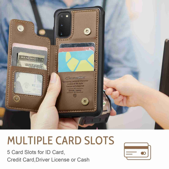 For Samsung Galaxy S20 FE CaseMe C22 Card Slots Holder RFID Anti-theft Phone Case(Brown)