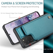 For Samsung Galaxy S20+ CaseMe C22 Card Slots Holder RFID Anti-theft Phone Case(Blue Green)