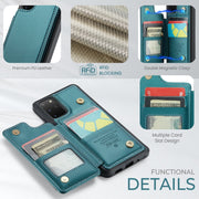 For Samsung Galaxy S20+ CaseMe C22 Card Slots Holder RFID Anti-theft Phone Case(Blue Green)