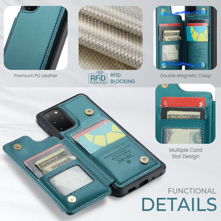 For Samsung Galaxy S20+ CaseMe C22 Card Slots Holder RFID Anti-theft Phone Case(Blue Green)