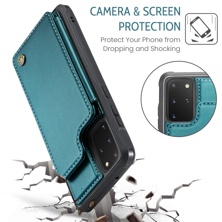For Samsung Galaxy S20+ CaseMe C22 Card Slots Holder RFID Anti-theft Phone Case(Blue Green)