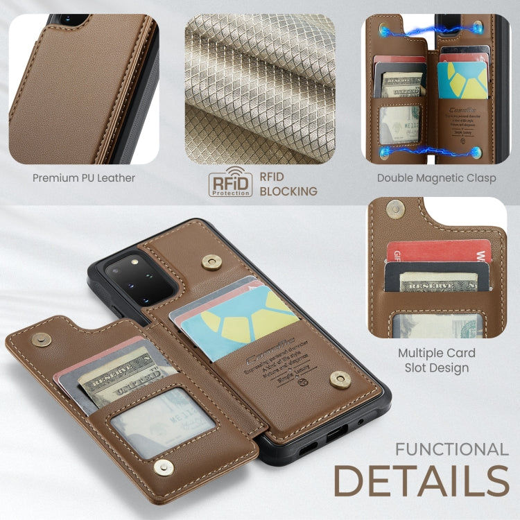 For Samsung Galaxy S20+ CaseMe C22 Card Slots Holder RFID Anti-theft Phone Case(Brown)