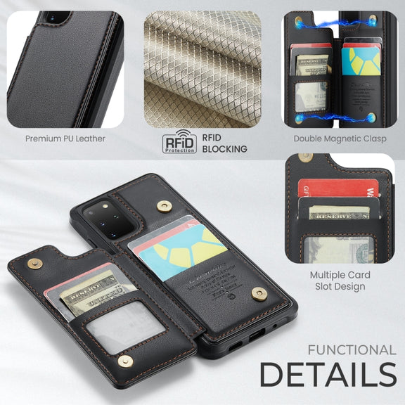 For Samsung Galaxy S20+ CaseMe C22 Card Slots Holder RFID Anti-theft Phone Case(Black)