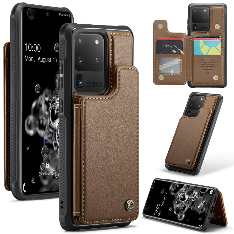 For Samsung Galaxy S20 Ultra CaseMe C22 Card Slots Holder RFID Anti-theft Phone Case(Brown)