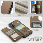 For Samsung Galaxy S21 FE 5G CaseMe C22 Card Slots Holder RFID Anti-theft Phone Case(Brown)