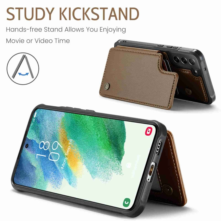 For Samsung Galaxy S21 FE 5G CaseMe C22 Card Slots Holder RFID Anti-theft Phone Case(Brown)