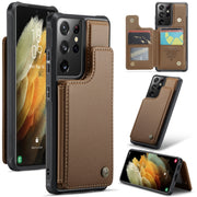 For Samsung Galaxy S21 Ultra 5G CaseMe C22 Card Slots Holder RFID Anti-theft Phone Case(Brown)