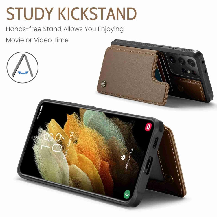 For Samsung Galaxy S21 Ultra 5G CaseMe C22 Card Slots Holder RFID Anti-theft Phone Case(Brown)
