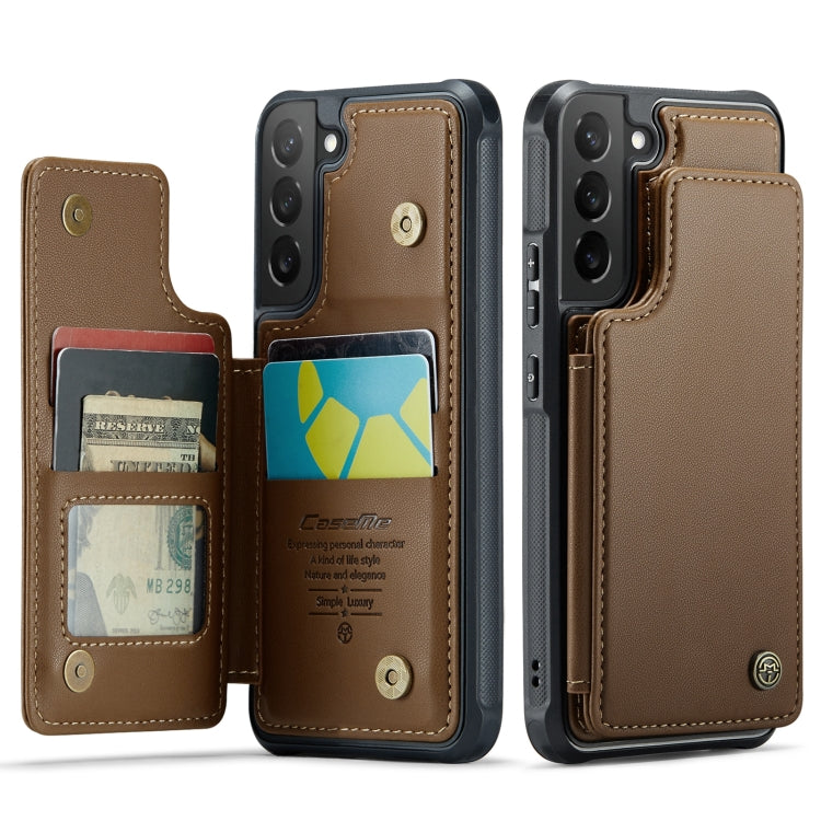 For Samsung Galaxy S22 5G CaseMe C22 Card Slots Holder RFID Anti-theft Phone Case(Brown)