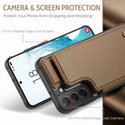 For Samsung Galaxy S22 5G CaseMe C22 Card Slots Holder RFID Anti-theft Phone Case(Brown)