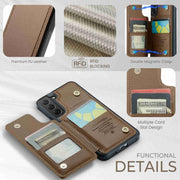 For Samsung Galaxy S22 5G CaseMe C22 Card Slots Holder RFID Anti-theft Phone Case(Brown)