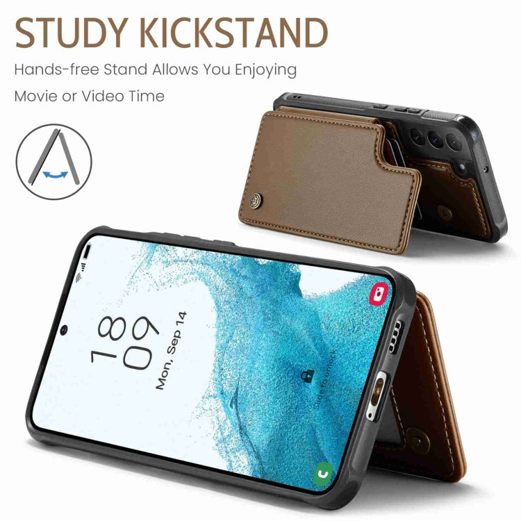 For Samsung Galaxy S22 5G CaseMe C22 Card Slots Holder RFID Anti-theft Phone Case(Brown)