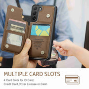 For Samsung Galaxy S22 5G CaseMe C22 Card Slots Holder RFID Anti-theft Phone Case(Brown)