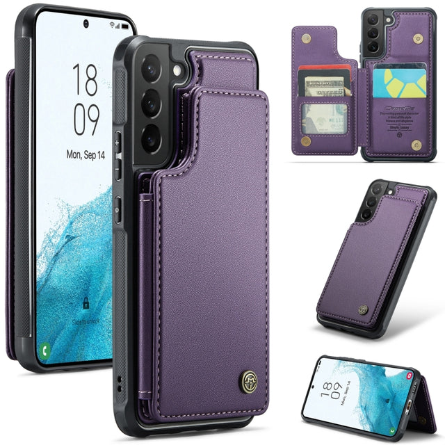 For Samsung Galaxy S22 5G CaseMe C22 Card Slots Holder RFID Anti-theft Phone Case(Purple)