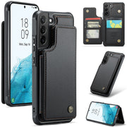 For Samsung Galaxy S22 5G CaseMe C22 Card Slots Holder RFID Anti-theft Phone Case(Black)