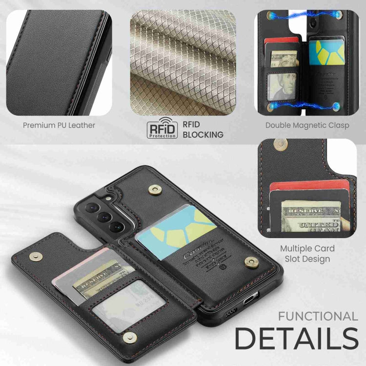 For Samsung Galaxy S22 5G CaseMe C22 Card Slots Holder RFID Anti-theft Phone Case(Black)