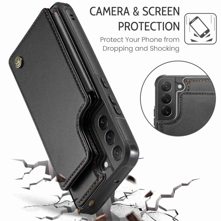 For Samsung Galaxy S22 5G CaseMe C22 Card Slots Holder RFID Anti-theft Phone Case(Black)
