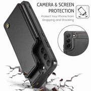 For Samsung Galaxy S22 5G CaseMe C22 Card Slots Holder RFID Anti-theft Phone Case(Black)