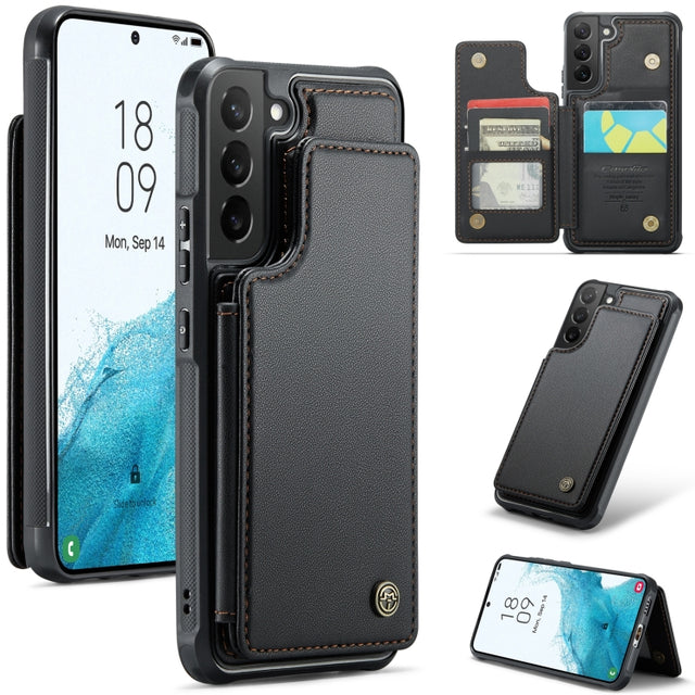 For Samsung Galaxy S22 5G CaseMe C22 Card Slots Holder RFID Anti-theft Phone Case(Black)