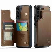 For Samsung Galaxy S22+ 5G CaseMe C22 Card Slots Holder RFID Anti-theft Phone Case(Brown)