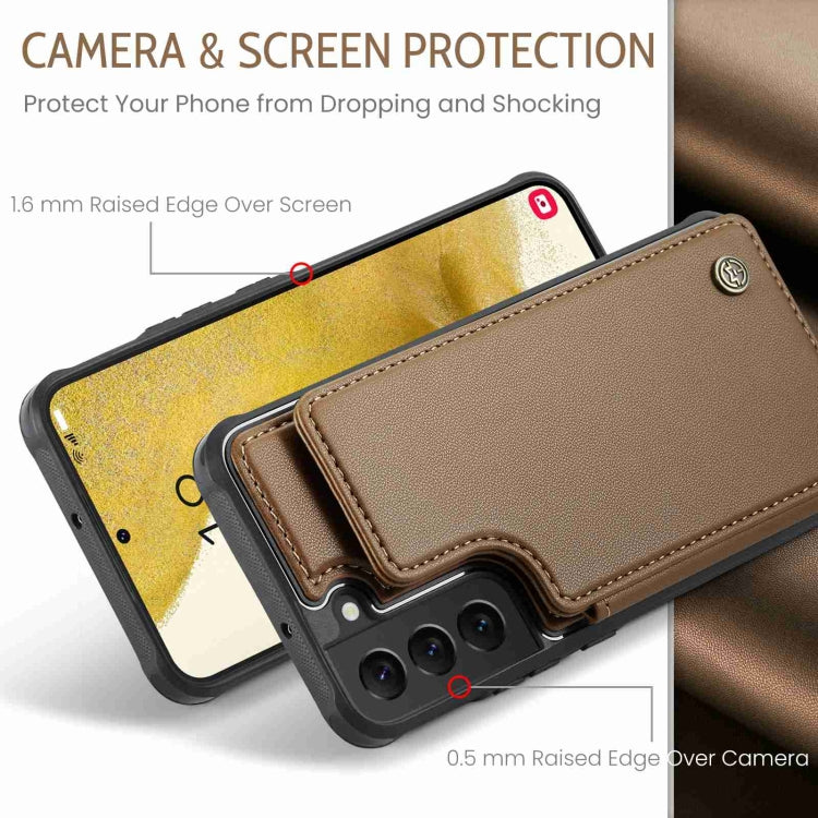 For Samsung Galaxy S22+ 5G CaseMe C22 Card Slots Holder RFID Anti-theft Phone Case(Brown)