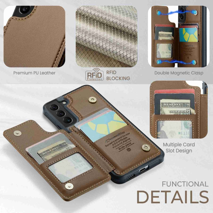 For Samsung Galaxy S22+ 5G CaseMe C22 Card Slots Holder RFID Anti-theft Phone Case(Brown)