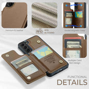 For Samsung Galaxy S22+ 5G CaseMe C22 Card Slots Holder RFID Anti-theft Phone Case(Brown)