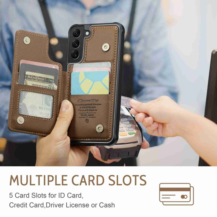 For Samsung Galaxy S22+ 5G CaseMe C22 Card Slots Holder RFID Anti-theft Phone Case(Brown)