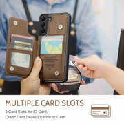 For Samsung Galaxy S22+ 5G CaseMe C22 Card Slots Holder RFID Anti-theft Phone Case(Brown)