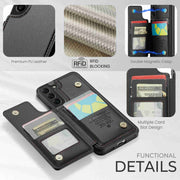 For Samsung Galaxy S22+ 5G CaseMe C22 Card Slots Holder RFID Anti-theft Phone Case(Black)