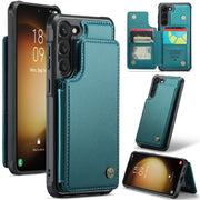 For Samsung Galaxy S23+ 5G CaseMe C22 Card Slots Holder RFID Anti-theft Phone Case(Blue Green)