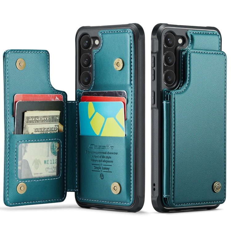 For Samsung Galaxy S23+ 5G CaseMe C22 Card Slots Holder RFID Anti-theft Phone Case(Blue Green)
