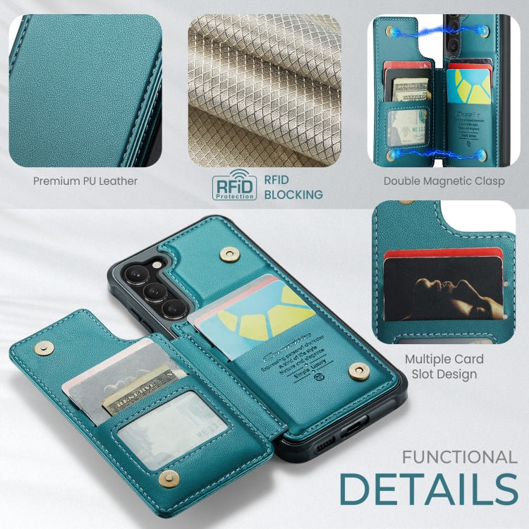 For Samsung Galaxy S23+ 5G CaseMe C22 Card Slots Holder RFID Anti-theft Phone Case(Blue Green)