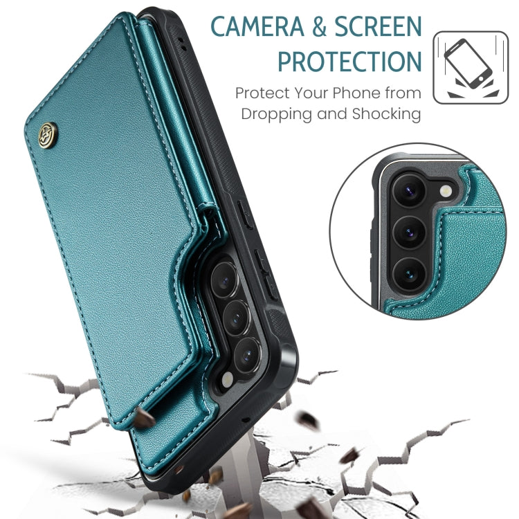 For Samsung Galaxy S23+ 5G CaseMe C22 Card Slots Holder RFID Anti-theft Phone Case(Blue Green)