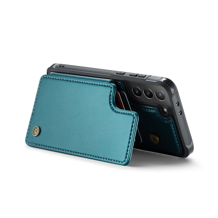 For Samsung Galaxy S21+ 5G CaseMe C22 Card Slots Holder RFID Anti-theft Phone Case(Blue Green)