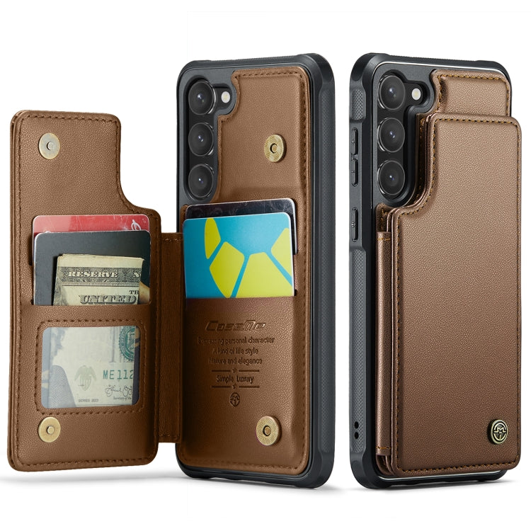 For Samsung Galaxy S23 5G CaseMe C22 Card Slots Holder RFID Anti-theft Phone Case(Brown)