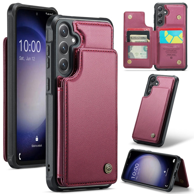 For Samsung Galaxy S23 FE 5G CaseMe C22 Card Slots Holder RFID Anti-theft Phone Case(Wine Red)