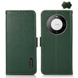 For Huawei Mate 60 KHAZNEH Side-Magnetic Litchi Genuine Leather RFID Case(Green) - Huawei Cases by PMC TechLife | Online Shopping South Africa | PMC TechLife | Buy Now Pay Later Mobicred