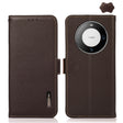 For Huawei Mate 60 KHAZNEH Side-Magnetic Litchi Genuine Leather RFID Case(Brown) - Huawei Cases by PMC TechLife | Online Shopping South Africa | PMC TechLife | Buy Now Pay Later Mobicred