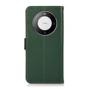 For Huawei Mate 60 Pro KHAZNEH Side-Magnetic Litchi Genuine Leather RFID Case(Green)